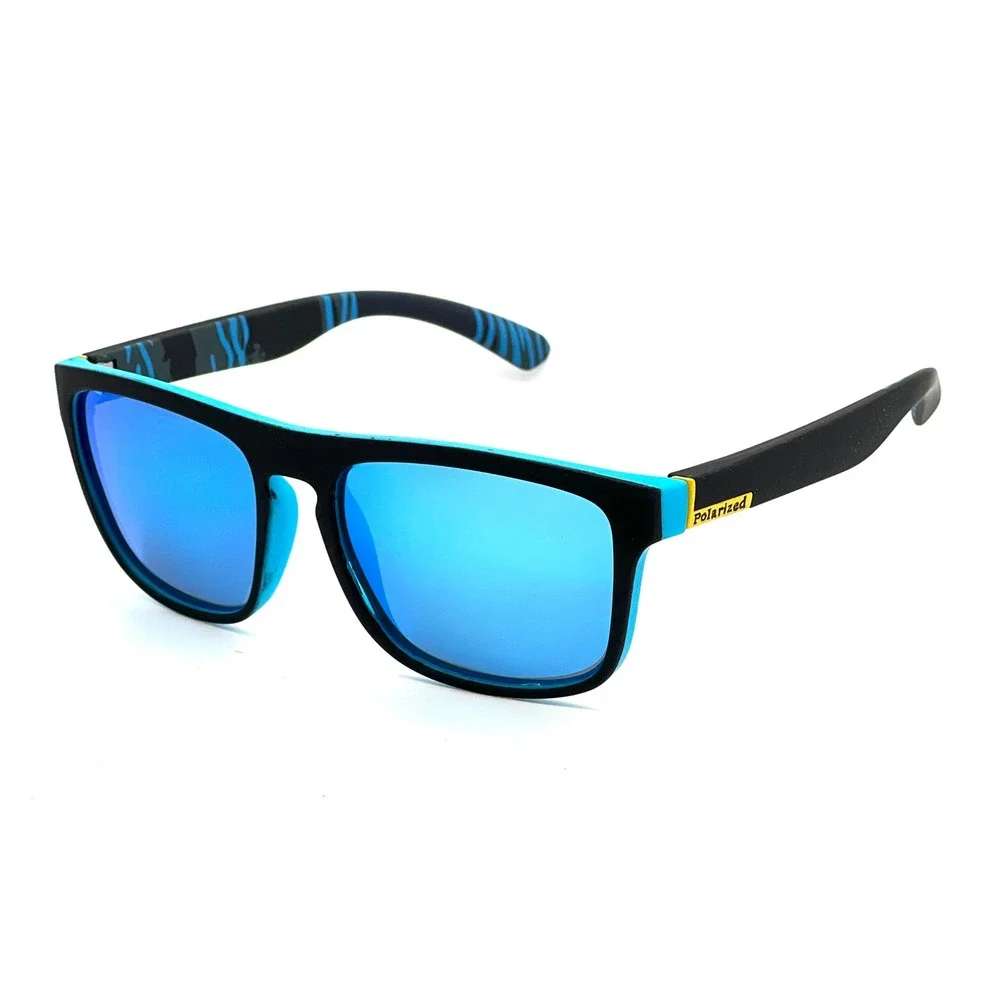 Polarized Sunglasses Women Black Blue Mirrored Lenses Square Frame UV Protection